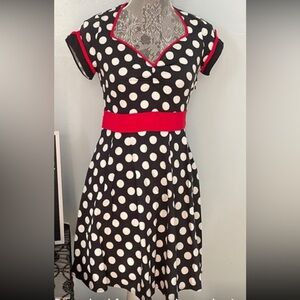 Sourpuss Retro Style Pinup Dress in Black and White Polka Dots